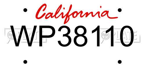WP38110 California License Plate