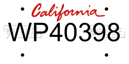 WP40398 California License Plate