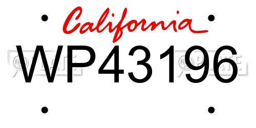 WP43196 California License Plate