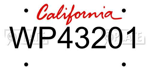 WP43201 California License Plate