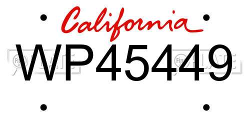 WP45449 California License Plate