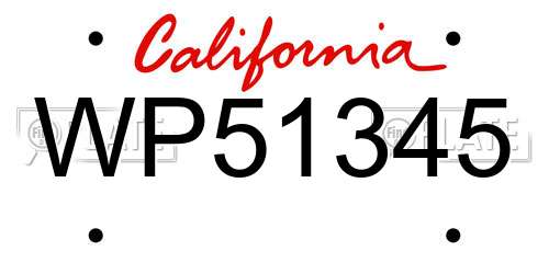 WP51345 California License Plate