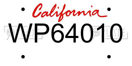 WP64010 California License Plate