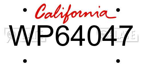 WP64047 California License Plate