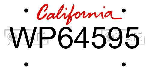 WP64595 California License Plate