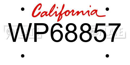 WP68857 California License Plate