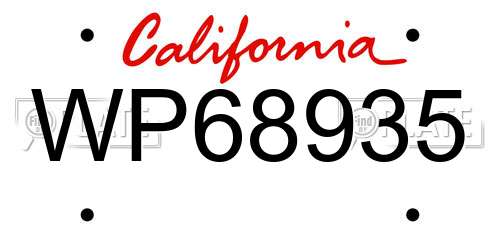 WP68935 California License Plate