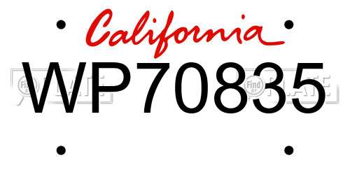 WP70835 California License Plate
