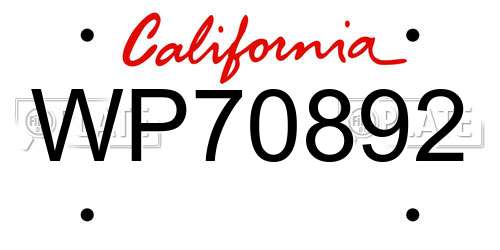 WP70892 California License Plate