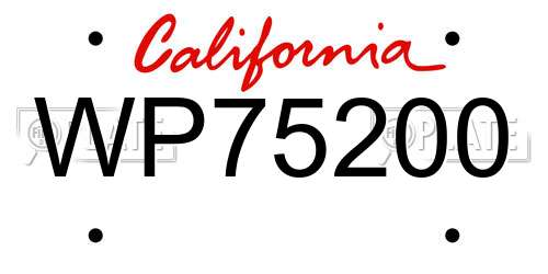WP75200 California License Plate