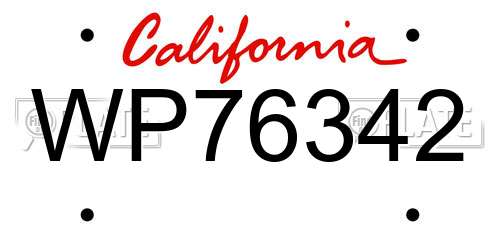 WP76342 California License Plate
