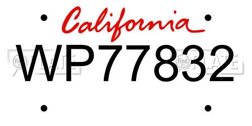 WP77832 California License Plate