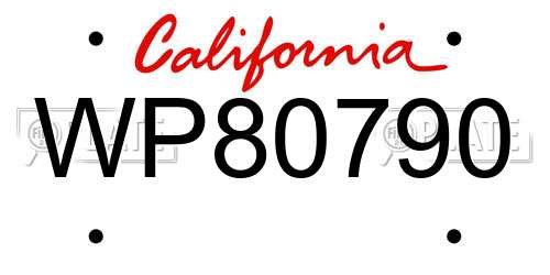 WP80790 California License Plate