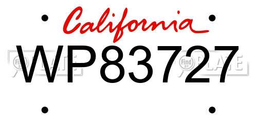 WP83727 California License Plate