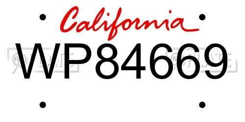 WP84669 California License Plate