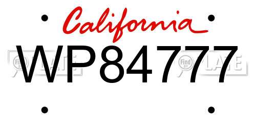 WP84777 California License Plate