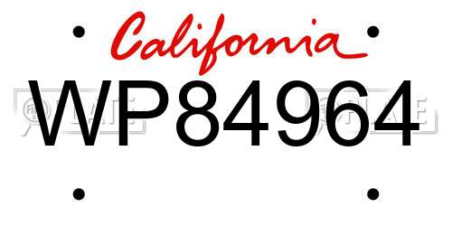WP84964 California License Plate