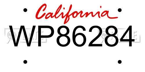 WP86284 California License Plate