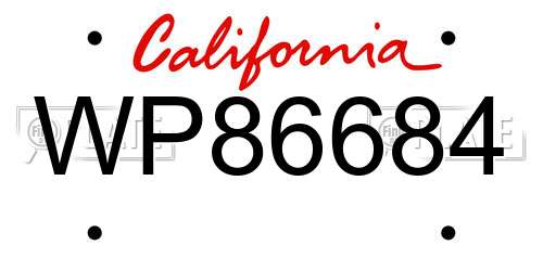 WP86684 California License Plate