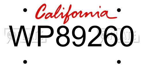 WP89260 California License Plate