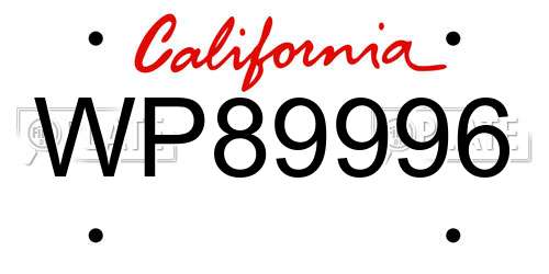 WP89996 California License Plate