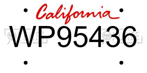 WP95436 California License Plate