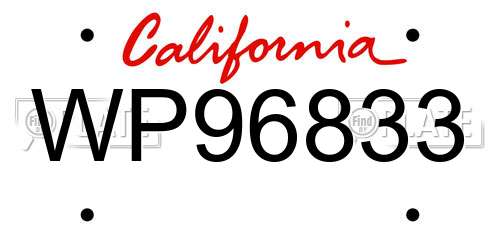 WP96833 California License Plate