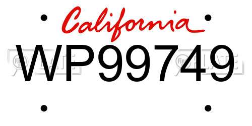 WP99749 California License Plate