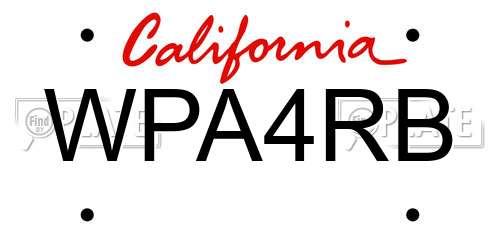 WPA4RB California License Plate