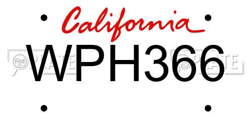 WPH366 California License Plate