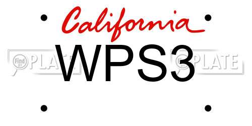 WPS3 California License Plate