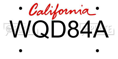 WQD84A California License Plate
