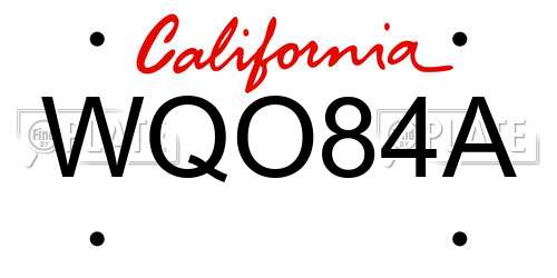 WQO84A California License Plate