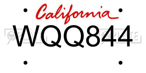 WQQ844 California License Plate