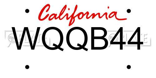 WQQB44 California License Plate