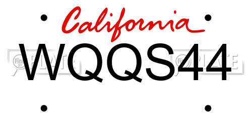 WQQS44 California License Plate