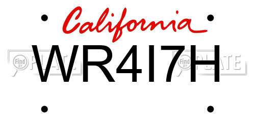 WR4I7H California License Plate