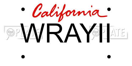WRAYII California License Plate