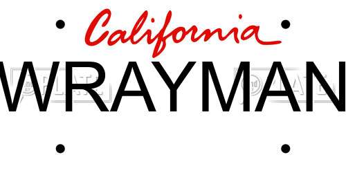 WRAYMAN California License Plate