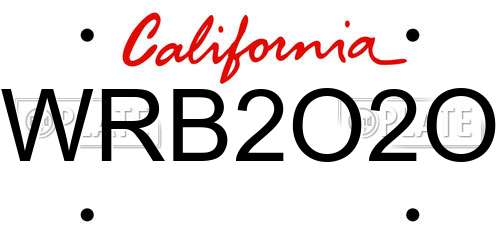 WRB2O2O California License Plate
