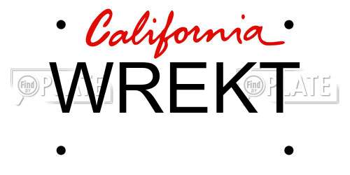 WREKT California License Plate