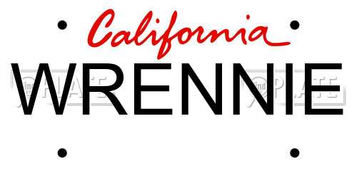 WRENNIE California License Plate