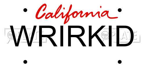 WRIRKID California License Plate