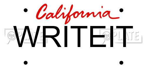 WRITEIT California License Plate