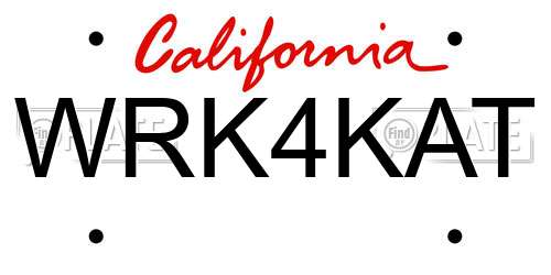 WRK4KAT California License Plate