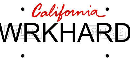 WRKHARD California License Plate