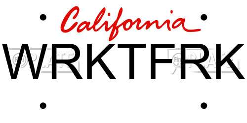 WRKTFRK California License Plate