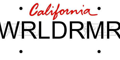 WRLDRMR California License Plate