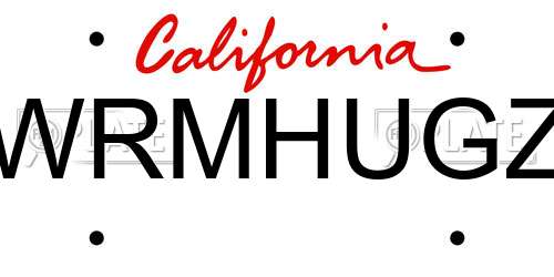 WRMHUGZ California License Plate