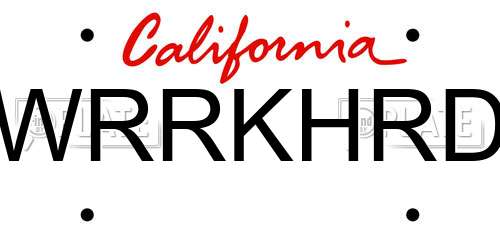 WRRKHRD California License Plate